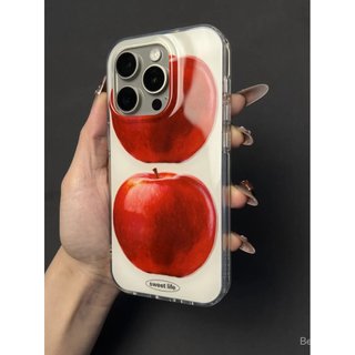 Ốp Điện Thoại Thích Hợp Cho iPhone Đơn Giản Sáng Tạo Niche Hai Quả Táo Đỏ Thích Hợp Cho iPhone14iPhone17 / 15promax Vỏ Điện Thoại 16 Phong Cách Mới 13 Vỏ Bảo Vệ OUSY
