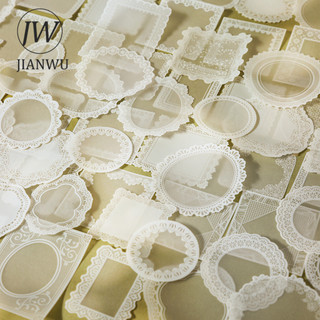 JIANWU Ren Dưới Đám Mây Series Vintage Ren Biên Giới Phong Cảnh Chất Liệu Cắt Dán Sổ Lưu Niệm Nhãn Dán Sáng Tạo Tạp Chí Văn Phòng Phẩm