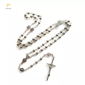PPY Kim Loại Mân Côi Hạt Vòng Cổ Với Chúa Giêsu Thánh Giá Cầu Nguyện Công Giáo Dây Xích Dài Trang Sức Thời Trang Tôn Giáo Cho Bé Gái