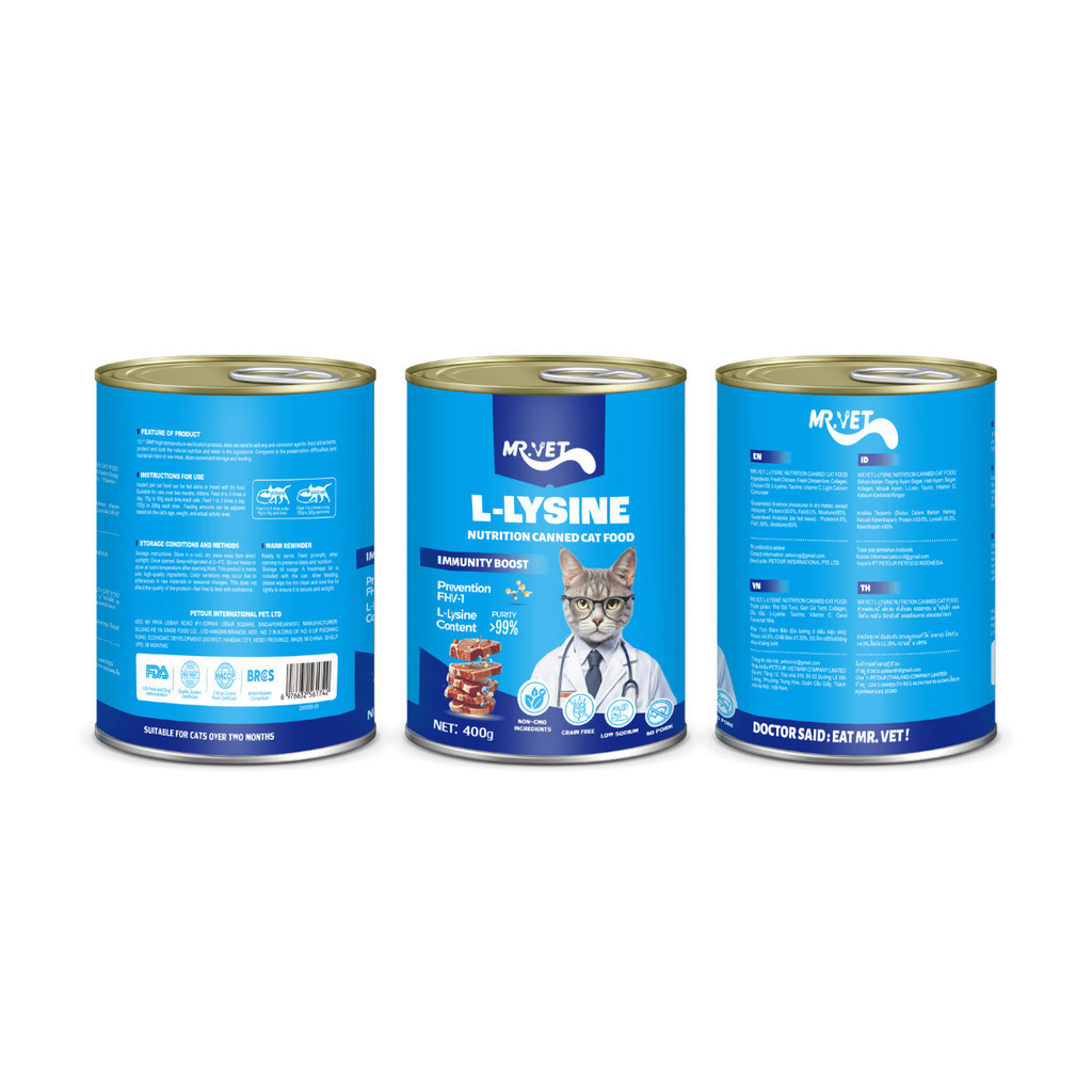 [400g] Pate Cho Mèo MR.VET Nutrition Series- Dưỡng Lông Mượt, Bổ Sung Vitamin, Tăng Cường Miễn Dịch