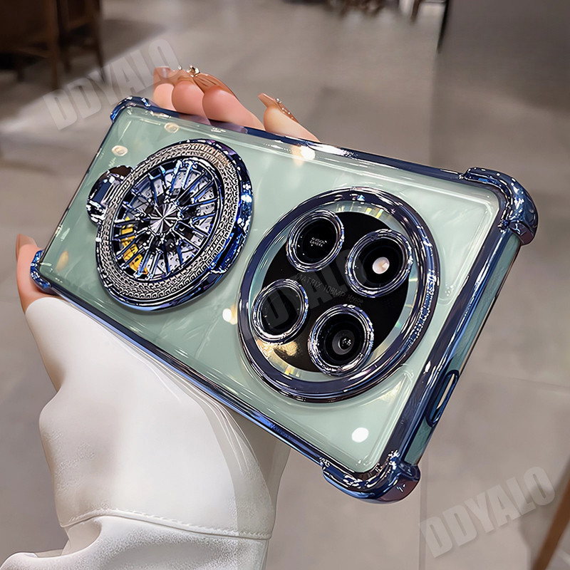 Ốp điện thoại cho Honor X9A X9B X9C 5G X9 A B C X 9A 9B 9C Mạ trong suốt Vỏ silicon mềm chống sốc Ốp điện thoại bảo vệ chống rơi Ốp điện thoại có giá đỡ con quay hồi chuyển gấp