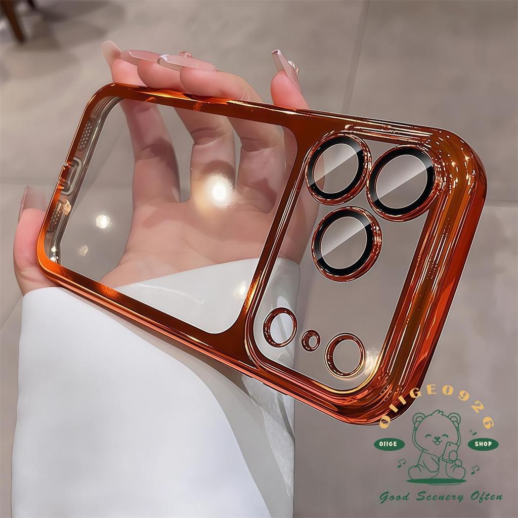 【 Ốp lưng iPhone17 】 Vỏ điện thoại mạ màu cam chống rơi iphone17 Pro Max 16 15 14 13 12 cho vỏ iPhone Vỏ mềm silicon TPU chống sốc