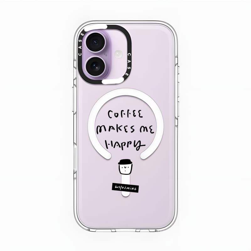 CASECASE X Coffee Makes Me Happy Case Impact Vỏ hút từ tính trong suốt cho iPhone 17 / 16 / 15 / 14 / 13 Pro Max | Ốp lưng Acrylic pha lê trong suốt có bao bì cao cấp