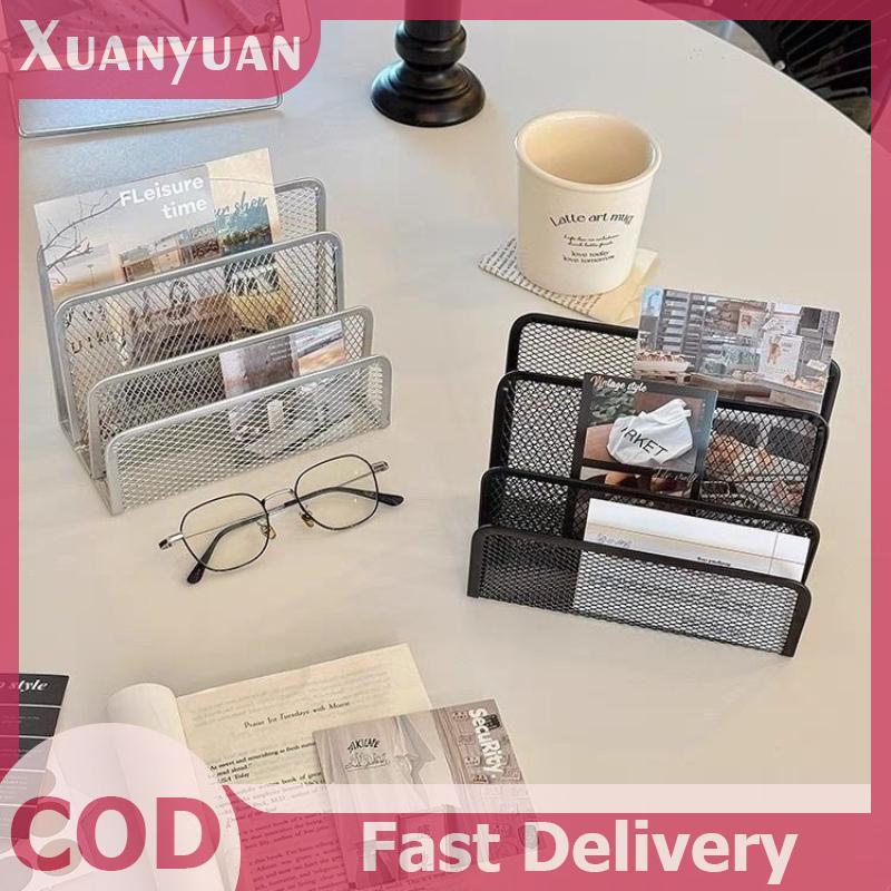 XUAN 1 Chiếc Màu Đen Để Bàn Văn Phòng Lưới Lưu Trữ Kim Loại Ba Lớp Thẻ Kinh Doanh Tập Tin Đồ Dùng Văn Phòng Giá Để Đồ VN
