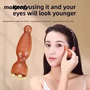 Gậy Massage mặt MARGREDY, Con lăn mát xa mắt bằng gỗ 5 răng, Lotus Pod Mini Eye Scraping Tendon Stick để giảm mệt mỏi cho mặt
