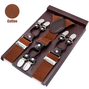 Suspenders đóng hộp loại sáu kẹp, dây rộng, phù hợp với quần dày