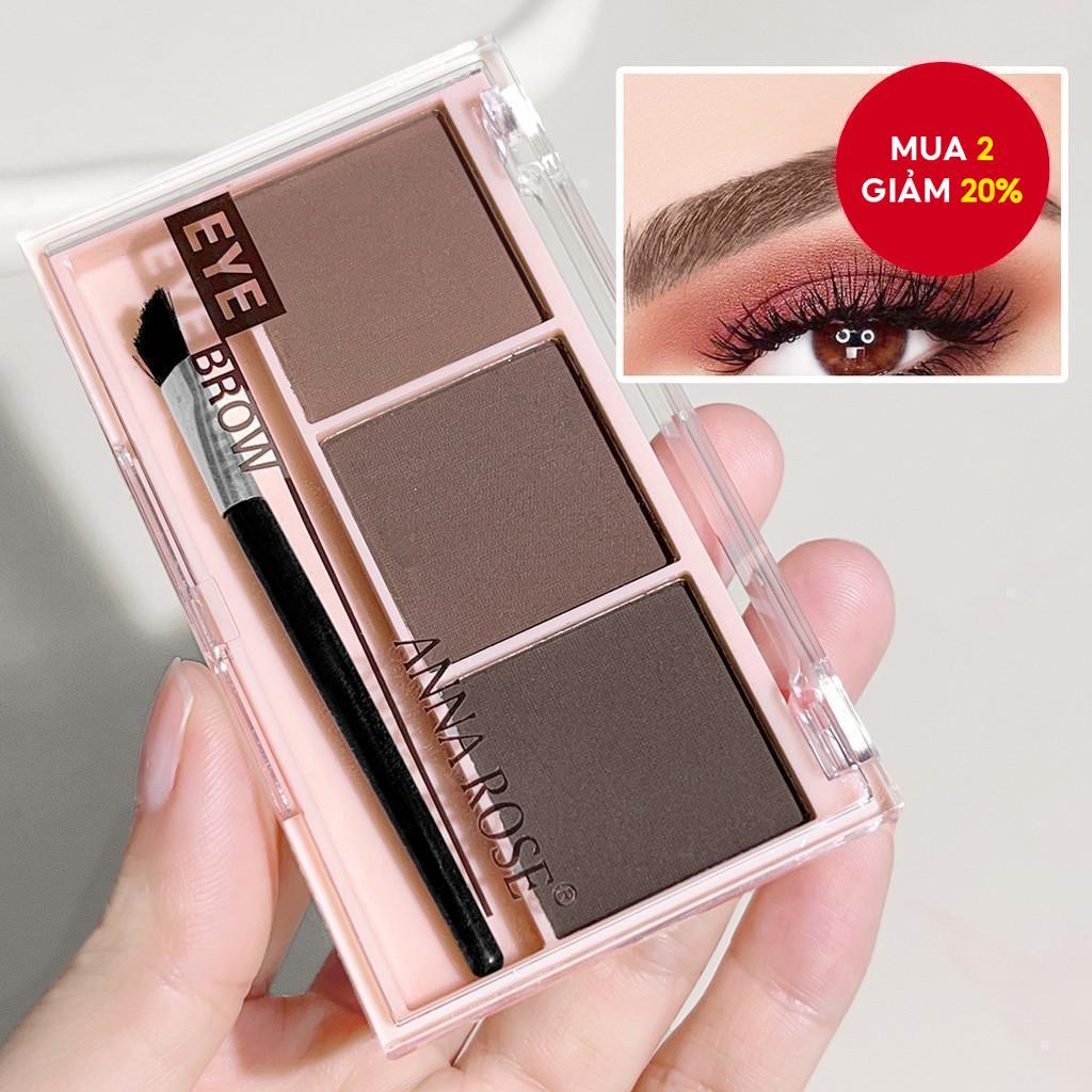 Bộ bột 3D Brow - 3 màu, chống nhòe, bao gồm cọ, trang điểm tất cả các loại da