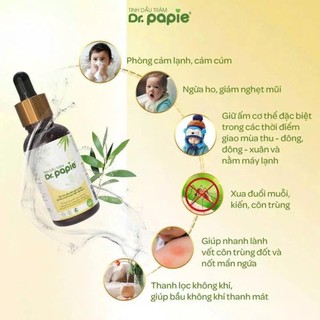 Tinh Dầu Tràm Gió Dr.Papie Nguyên Chất 100% – Giữ Ấm, Phòng Cảm Cúm Cảm Lạnh Cho Trẻ Sơ Sinh