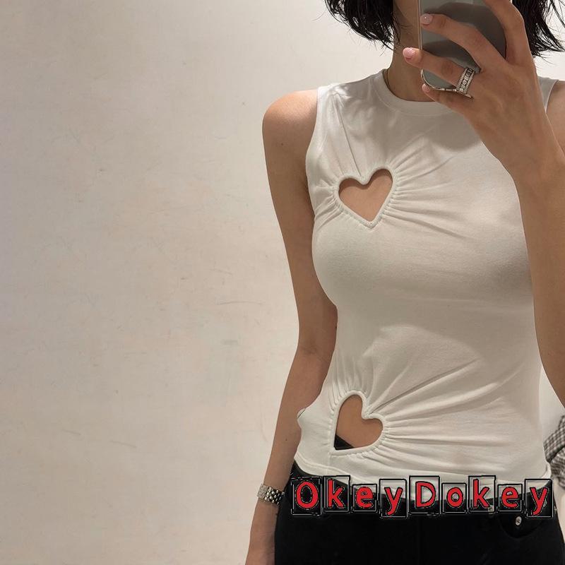 Áovest croptop mùa hè dành cho nữ, thiết kế slim fit với hoạ tiết trái tim