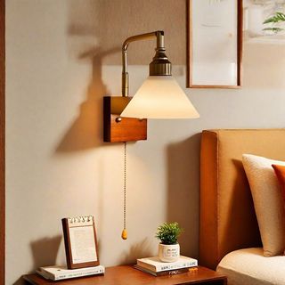 AIMI Đèn Tường Bắc Âu Rèn Sắt Kính Có Dây Kéo Công Tắc Led Quán Cà Phê Phòng Khách Đầu Giường Đèn Trang Trí Hành Lang Cầu Thang Đèn Tường