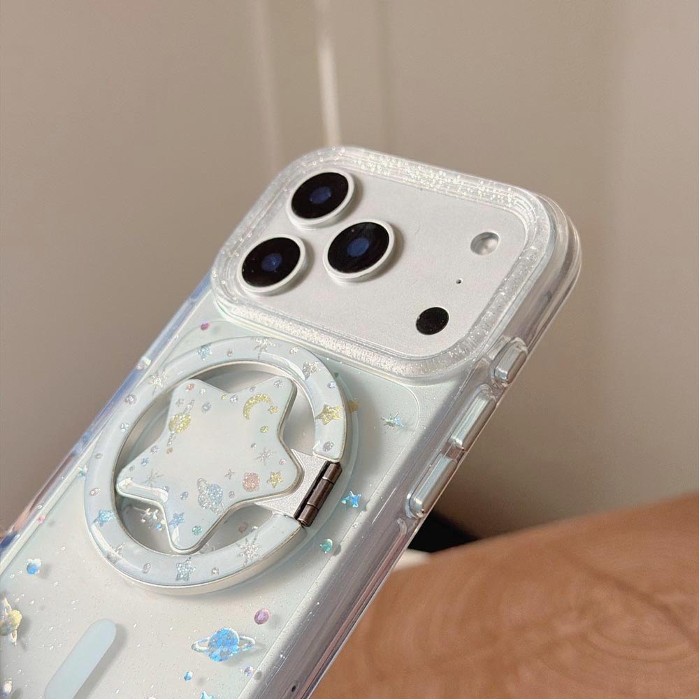 Vỏ cứng trong suốt Tương thích với iPhone 13 14 14Pro 14ProMax 15 15Pro 15ProMax 16 16Pro 16ProMax 17 17Pro 17ProMax Ốp nam châm họa tiết hành tinh đầy màu sắc