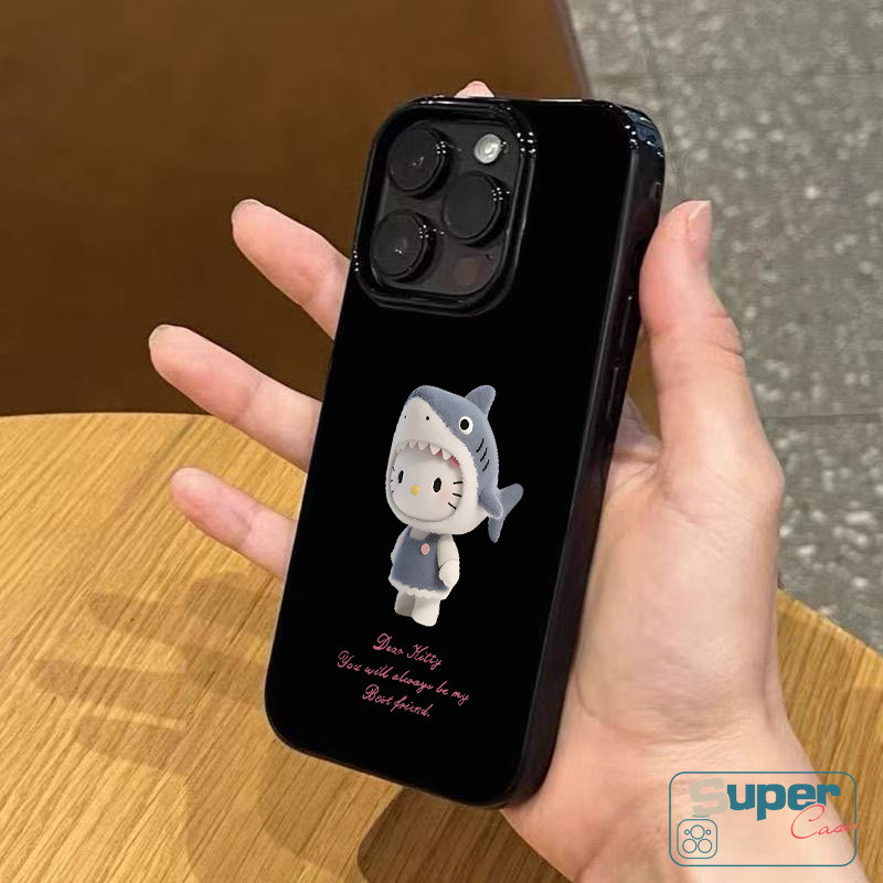Ốp Lưng Tương Thích Cho IPhone 11 16 17 15 13 14 12 Pro Max Air 15 14 17 13 12 16 Pro 14 6s 7 8 16 15 Plus XR XS Max SE 2020 Thời Trang Dễ Thương Hello Kitty Cá Mập Chấm Bi Mũ mềm hình mèo