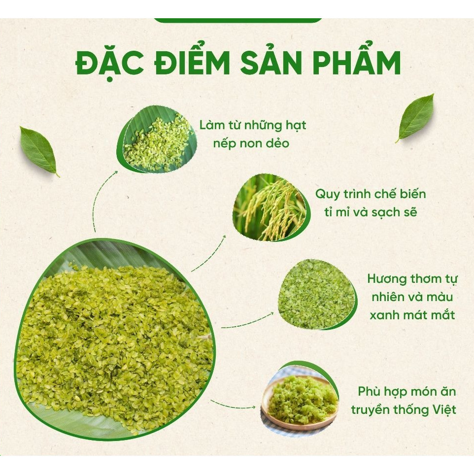 500GRm Cốm Xanh Dẹp Đặc Sản To Dày Không Chất Bảo Quản Nấu Chè ,Làm Chả Cốm