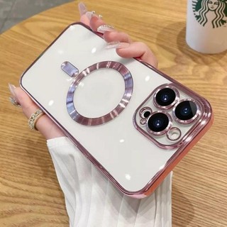 Mạ Vỏ Sang Trọng Cho iPhone 17 Air 12 16 15 14 13 11 Pro Xs Max XR X 7 8 Plus Vỏ Điện Thoại Sạc Không Dây HD Trong Suốt Cứng Ốp Lưng Bảo Vệ Trong Suốt Chống Sốc