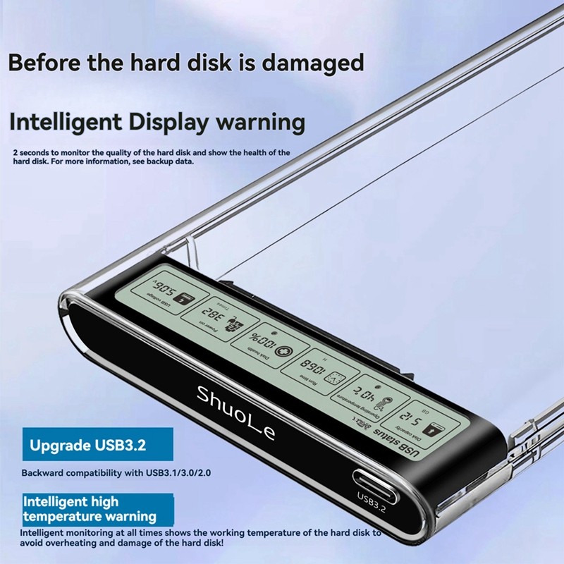 Hộp đựng ổ cứng 2,5 Inch sang USB3.2 Vỏ ổ cứng cho ổ cứng SSD Hộp ổ cứng 5Gbps Type-C Vỏ bọc ổ cứng gắn ngoài HD