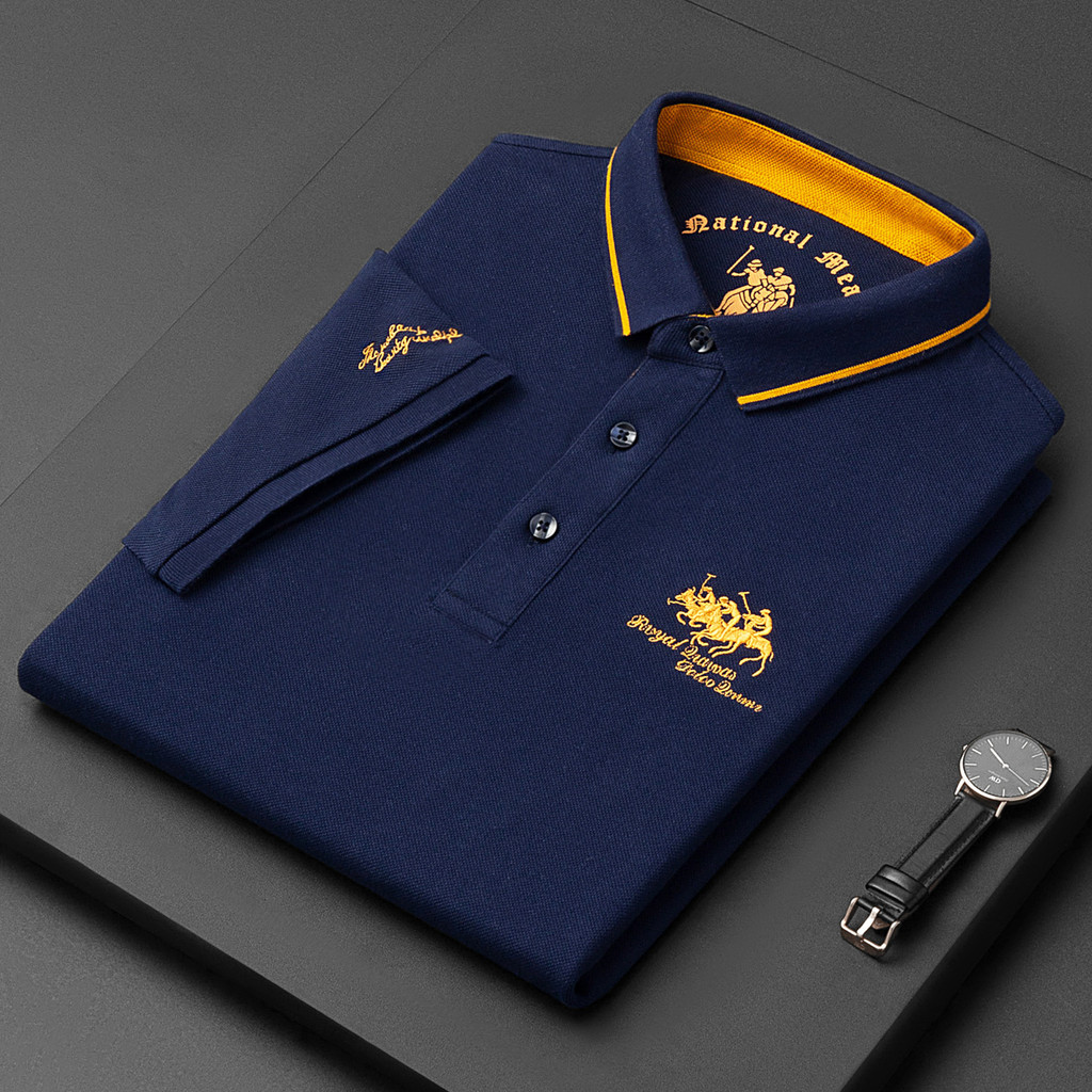 Áo Thun Ngắn Tay Nam Mới, Thêu Logo Polo, Phù Hợp Mùa Hè