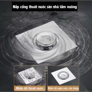 [10x10]Nắp Đậy Cống Vuông 2 Chế Độ Ngăn Và Thoát Nước Sàn Nhà Tắm, Chặn Mùi Và Côn Trùng Hiệu Quả