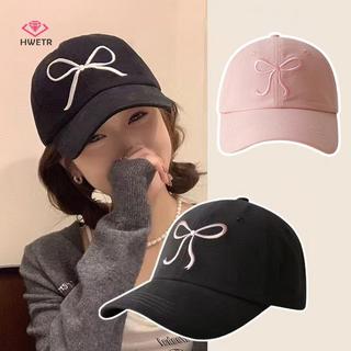 HWETR Ngọt Nơ Bóng Chày Cotton Có Thể Điều Chỉnh Snapback Mũ Xuân Thu Thêu Nữ Ngoài Trời Thường Ngày Mũ Chống Nắng Tấm Che Mũ Mới