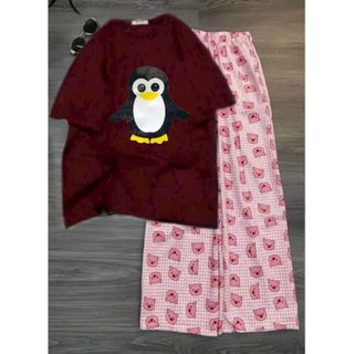 SÉT BỘ ĐỒ NỮ QUẦN HEO HỒNG + PHỐI ÁO PHÔNG -HÌNH CHIM CÁNH CỤT-thuba94