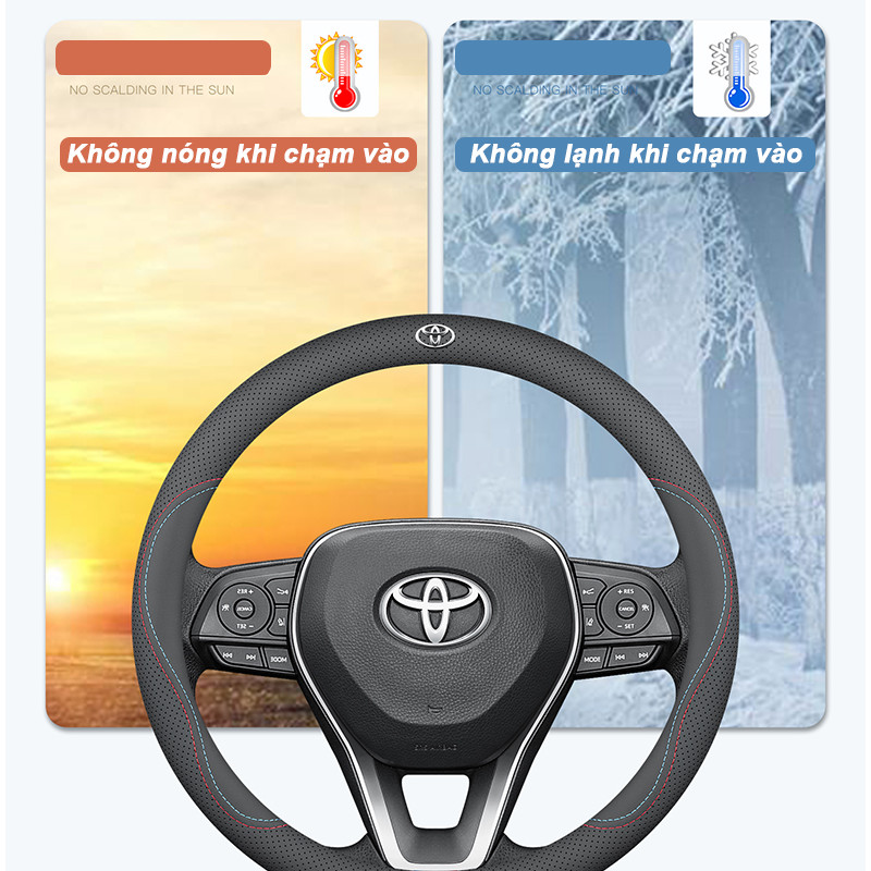 Bọc Vô Lăng Ô Tô Da Cao Cấp Mềm Mịn Chống Trượt Thoáng Khí, Lắp Nhanh Phù Hợp Nhiều Dòng Xe 38cm