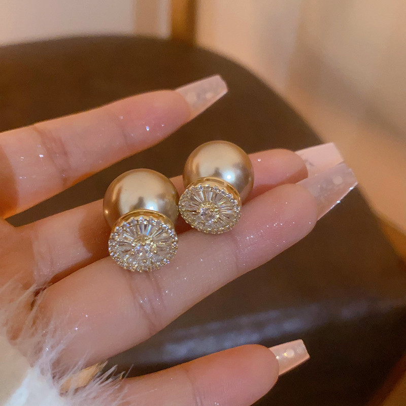 Bông Tai Nữ Retro Zircon và Ngọc Trai, Phong Cách Sang Trọng, Giá Rẻ