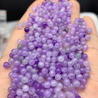((50 cái) Hạt jadeite violet tự nhiên 4mm, nguyên liệu làm vòng tay)