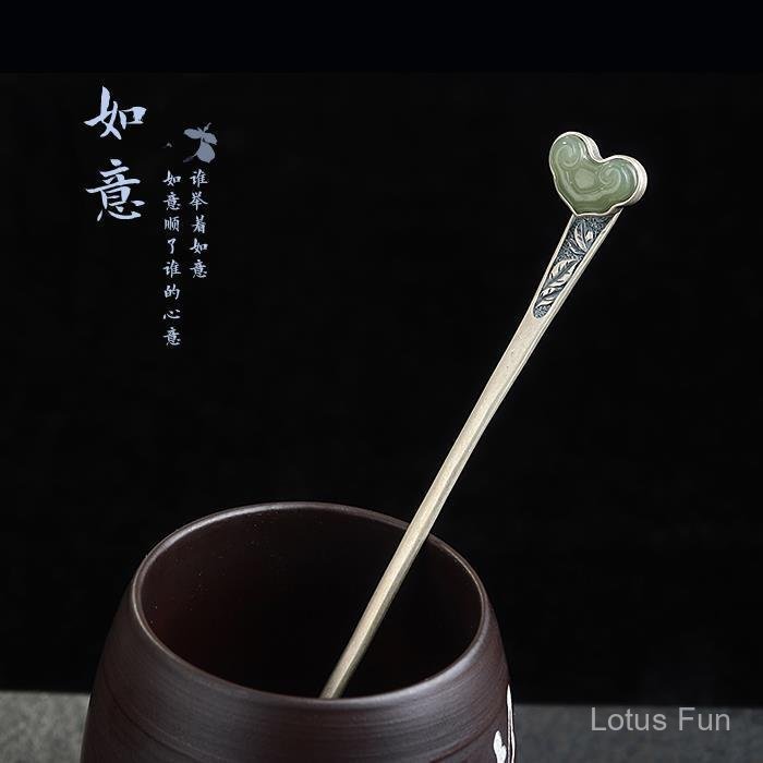 Kẹp Tóc Mạ Vàng Trắng Cổ Điển với Hoạ Tiết Giả Ngọc Hetian - Phụ Kiện Cho Hanfu và Sườn Xám