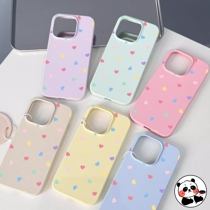 Ốp Điện Thoại Màu Macaron Trái Tim Dễ Thương Cho Redmi Note 15 14 13 12 Turbo 12R 12T Pro Plus RedmiNote15 RedmiNote14 Vỏ Sang Trọng Hoạt Hình Matte Vỏ Kẹo Mềm Chống Sốc