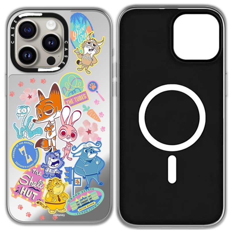 CASECASE X Zootopia 2 Stickermania Ốp Lưng Đen & Bạc Gương Hút Từ Tính iPhone Dành Cho IPhone 17 Air 16 15 14 13 12 Pro Max Plus Ốp Lưng Cứng Có Hộp Khắc logo