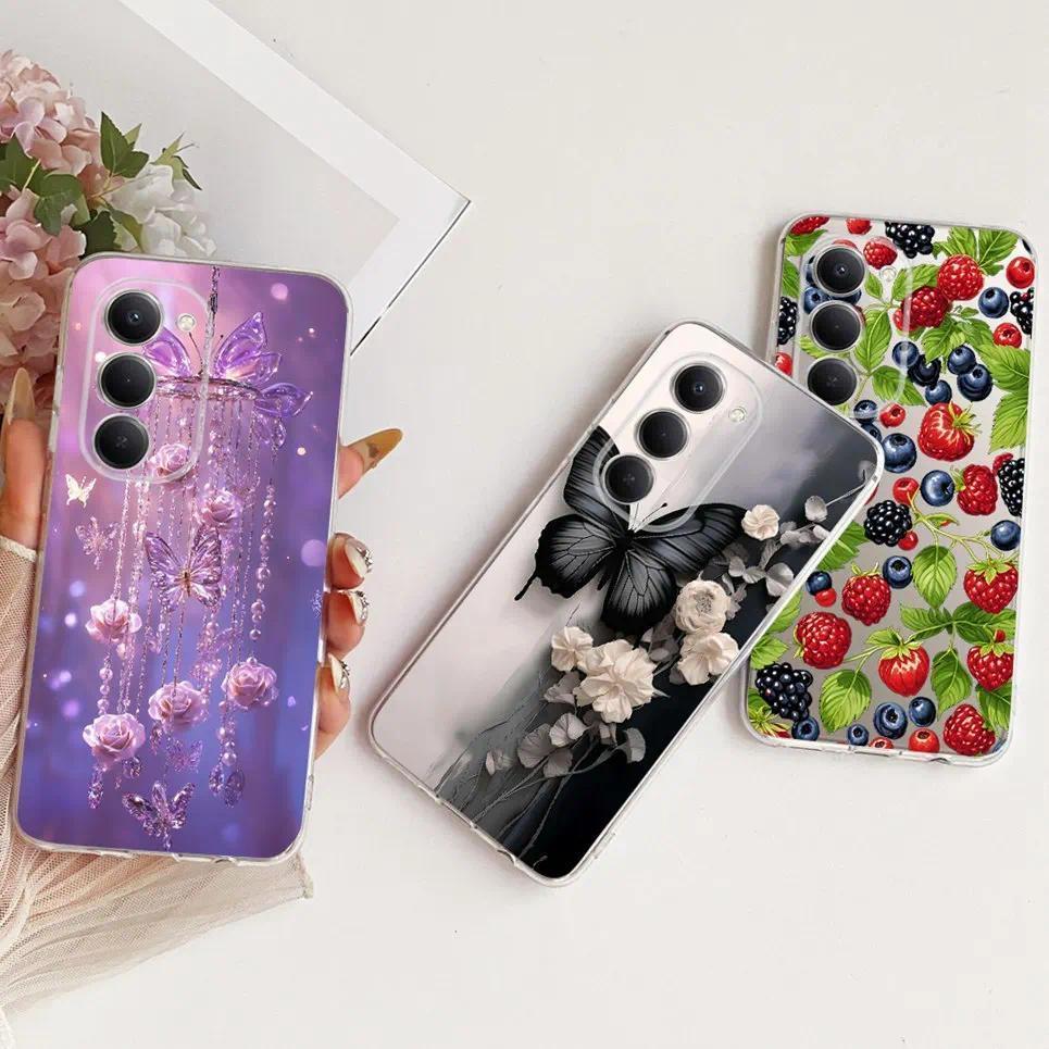 Dành Cho Xiaomi Redmi 15 4G 5G Ốp Lưng Điện Thoại Tếch Mềm TPU Vỏ Hoa Bướm Thời Trang Mới Trên Redmi 15C Toàn Cầu Châu Âu