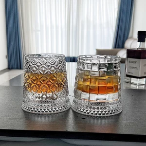 Rượu Ly Nước Ngoài Rượu Thủy Tinh Xoay Nước Thủy Tinh Cổ Điển Kính Xoay Ánh Sáng Pha Lê Sang Trọng Thủy Tinh Gia Đình Whisky