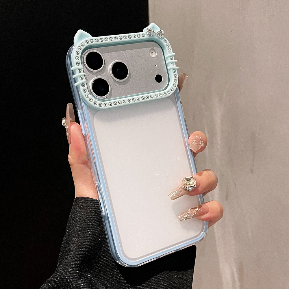 Ốp Điện Thoại Acrylic Mờ Tai Mèo Nhiều Màu Sắc Cho iPhone 17 Pro Max 17 Air 16 Plus 15 14 13 12 11 Vỏ Bảo Vệ Chống Sốc