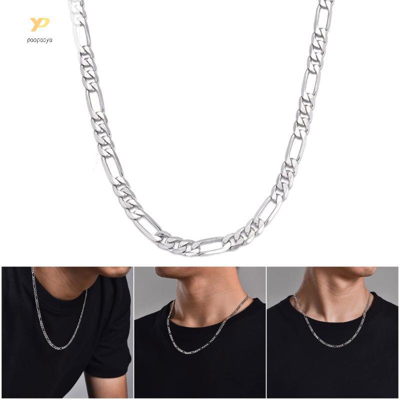 Vòng cổ nam bạc Figaro dễ điều chỉnh kích thước từ 16 đến 24 inch