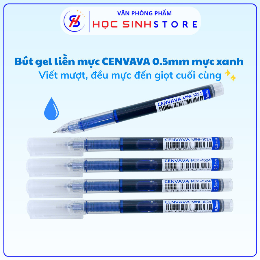 Combo 3/6 Cây Bút Gel Liền Mực Cenvava Mini 1024 Mực Xanh Ngòi 0.5mm ...