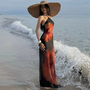 Klalien Đầm Gợi Cảm Lưng Lưới Skinny Hông, Thích Hợp Cho Kỳ NghỈ Mùa Hè Tại Hawaii