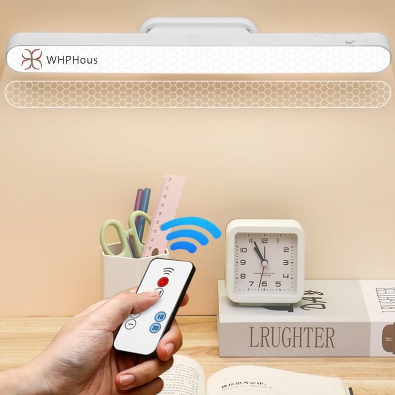 < WHPHous-t > Đèn LED Sạc USB từ tính và cắm Đèn tủ làm mờ vô cấp Công dụng kép Đèn bàn Điều khiển từ xa / cảm ứng