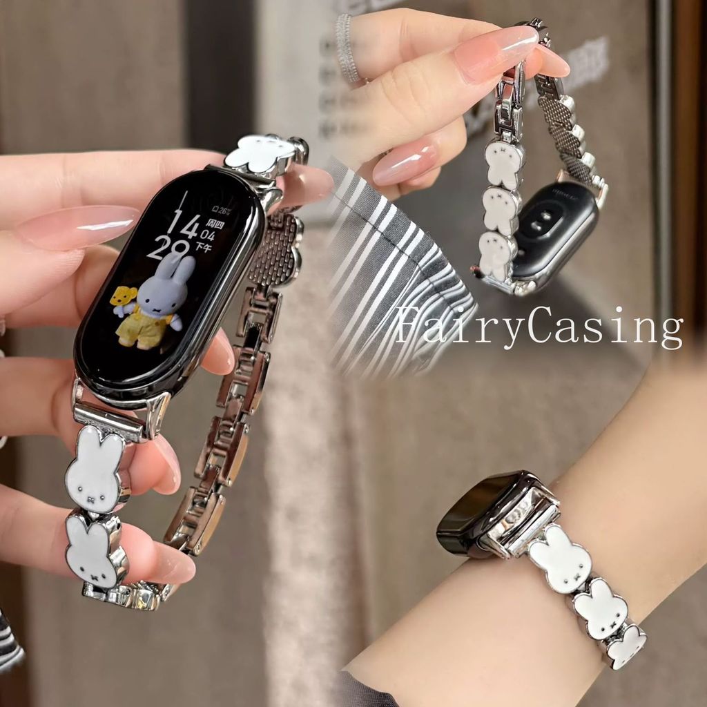 Mới Thỏ Nhỏ Kim Loại Cho Xiaomi Band 10 9 8 Pro 7 6 5 4 3 Dây Đeo Vòng Tay Cho Redmi watch6 5 4 Dây Đeo Tay Phụ Kiện