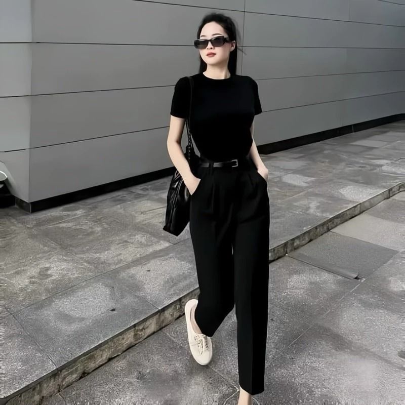 Quần công sở dáng baggy vải tuyết nhung cao cấp , cạp cao túi chéo hàng đẹp Q05
