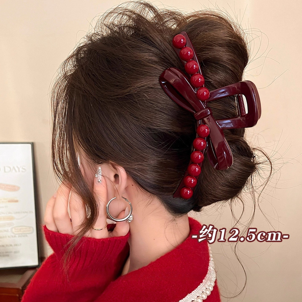 Kẹp tóc hình cá mập màu đỏ, phụ kiện thời trang thu đông cho nữ