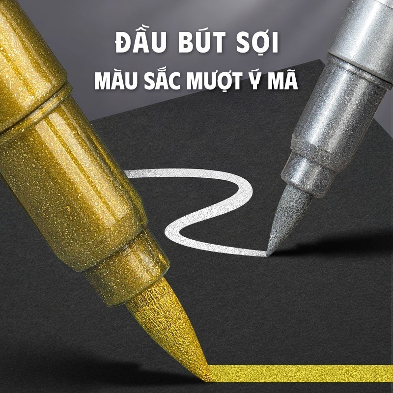 Bút viết thiệp cưới nét đậm – Bút dạ đánh dấu, bút nhũ kim tuyến vàng bạc trang trí sắt & thủy tinh