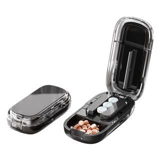 WEAVELYF Half Pill Cutter, Divider Organizer Hộp lưu trữ có thể điều chỉnh, Bộ chia máy tính bảng chống bụi thiết kế 2 trong 1 di động cho thuốc nhỏ hoặc lớn