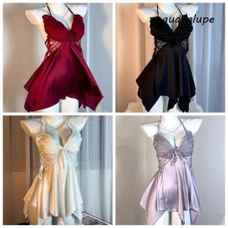 GUADALUPE1 Váy Ngủ Bướm, Ren Băng Satin Lụa Áo Ngủ, Bộ Đồ Ngủ Dây Ngọt Ngào Nữ Váy Ngủ Có Miếng Lót Cô Gái