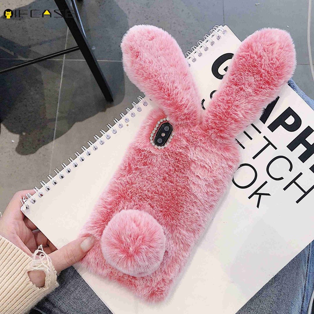 Dành Cho Redmi 15 15C A5 14C 14 13 13C A4 Note 15 Pro Plus 14 14S Ốp Điện Thoại Lông Tơ Dễ Thương Lông Tơ Lông Thỏ Sang Trọng Cô Gái Bé Gái Hoạt Hình Mùa Đông Vỏ Mềm Ốp Lưng