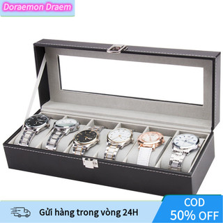 Bộ sưu tập hộp đựng đồng hồ đa năng nhiều ngăn từ chất liệu da và gỗ cao cấp có nắp đậy chống bụi hiệu quả