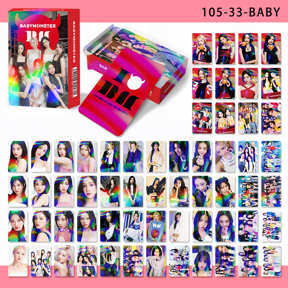 50-124 chiếc BM Holographic Lomo Cards Like That BABYMONS7ER SHEESH Hologram Photocards MONSTIEZ AHYEON ASA CHIQUITA PHARITA RAMI RORA RUKA Bưu thiếp Laser YM