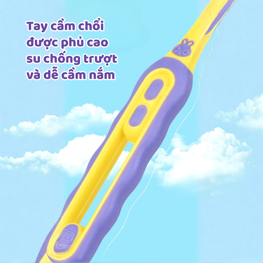 Combo 2 bàn chải đánh răng 3D cho bé yêu lông mềm mịn bảo vệ nướu, tay cầm chống trơn trượt DINOHOME
