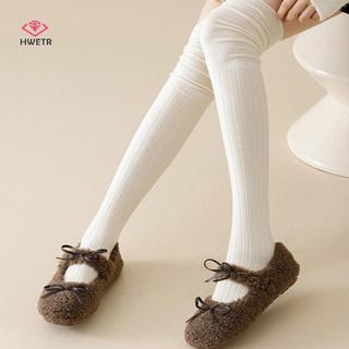 Tất cao gót nữ màu đơn sắc đến đầu gối, co giãn và thoáng khí, thoải mái cho giày cao gót mới
