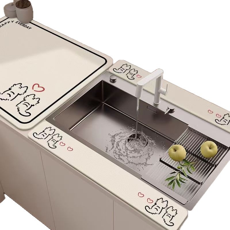 Hoạt Hình Dải Dài Rửa Bát Bồn Rửa Chén Hấp Thụ Nước Đơn Giản Thì Bàn Nhà Bếp Chống Trơn Trượt Diatom Bùn Thoát Thảm Đệm Dải Giữ Nước