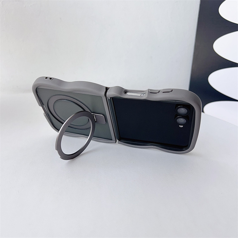 Ốp điện thoại mềm mờ khung sóng từ tính cho Samsung Galaxy Z Flip 7 Z Flip 6 Z Flip 5 Z Flip 4 / 3 Vỏ chống sốc