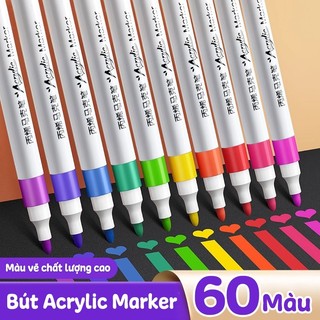 Bộ Bút Màu Acrylic Marker Không Lem - 80 Cao Cấp Màu Sắc Tươi Sáng, Sơn Chống Nước Bộ Cọ Vẽ Trên Mọi Chất Liệu Bề Mặt